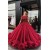 Long Burgundy Lace and Tulle Prom Dress Formal Evening Gowns 901311