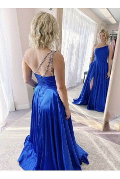 Long Royal Blue One Shoulder Prom Dress Formal Evening Gowns 901318