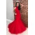 Long Red Mermaid High Neck Prom Dress Formal Evening Gowns 901343