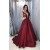 A-Line Long Satin V Neck Prom Dress Formal Evening Gowns 901354