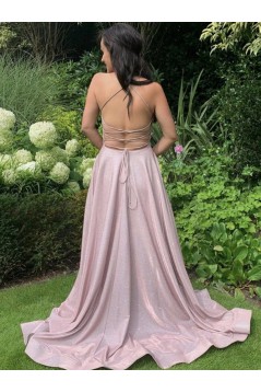 A-Line Spaghetti Straps Sparkle Prom Dress Formal Evening Gowns 901381