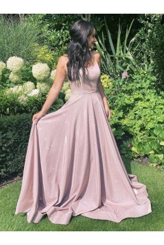 A-Line Spaghetti Straps Sparkle Prom Dress Formal Evening Gowns 901381