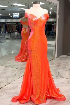 Mermaid Off the Shoulder Sparkle Long Prom Dress Formal Evening Gowns 901385