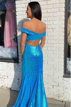 Mermaid Off the Shoulder Sparkle Long Prom Dress Formal Evening Gowns 901385