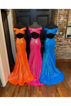 Mermaid Off the Shoulder Sparkle Long Prom Dress Formal Evening Gowns 901385