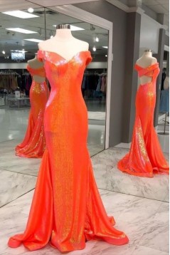 Mermaid Off the Shoulder Sparkle Long Prom Dress Formal Evening Gowns 901385