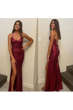 Elegant Spaghetti Straps Sequin Prom Dress Formal Evening Gowns 901397