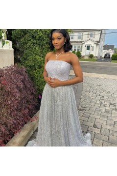 A-Line Strapless Long Sparkle Prom Dress Formal Evening Gowns 901399