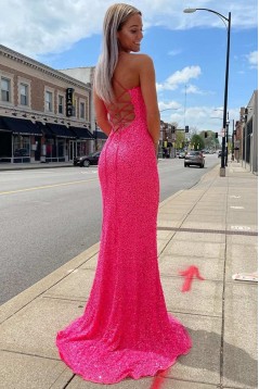 Elegant Spaghetti Straps Sequin Long Prom Dress Formal Evening Gowns 901406
