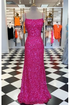 Elegant Spaghetti Straps Sequin Long Prom Dress Formal Evening Gowns 901406