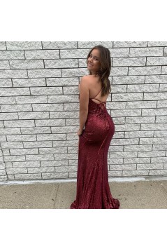 Mermaid Spaghetti Straps Sparkle Sequin Prom Dress Formal Evening Gowns 901409