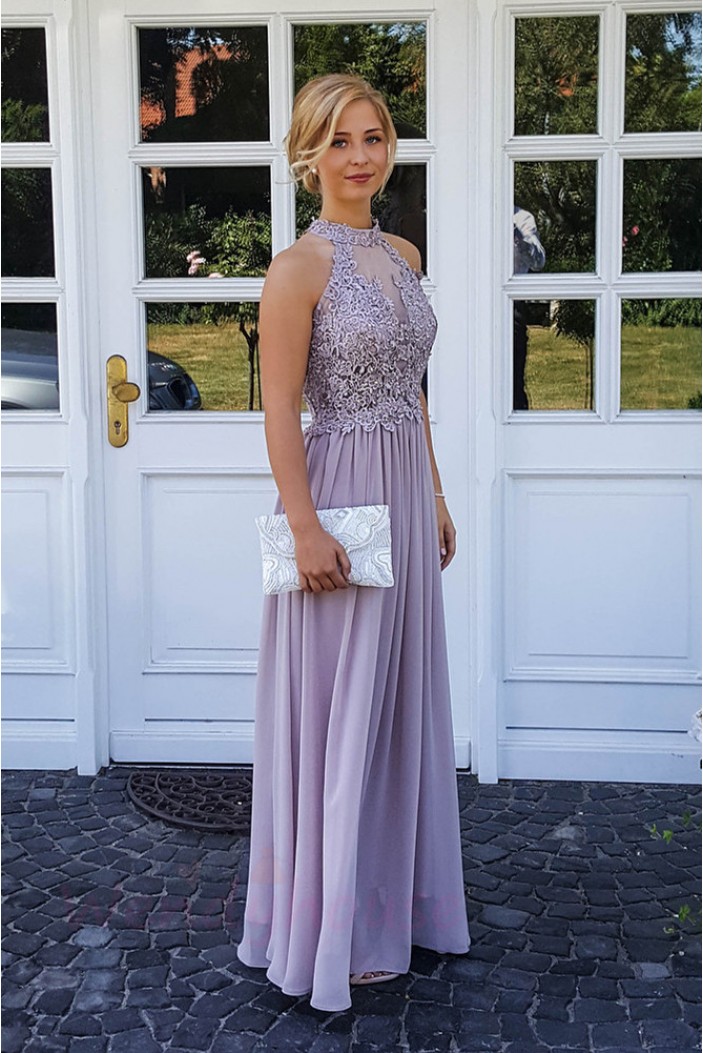 A-Line Chiffon and Lace Prom Dress Formal Evening Gowns 901423