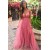 Long Tulle Deep V Neck Spaghetti Straps Prom Dress Formal Evening Gowns 901440