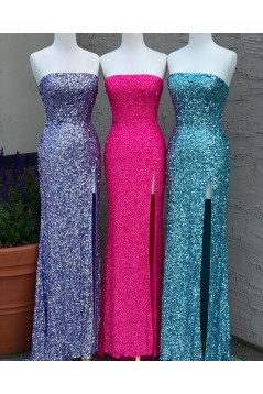 Long Royal Blue Strapless Sequin Prom Dress Formal Evening Gowns 901450