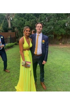 Long Yellow Two Pieces Prom Dress Formal Evening Gowns 901467
