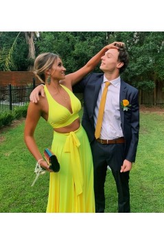 Long Yellow Two Pieces Prom Dress Formal Evening Gowns 901467