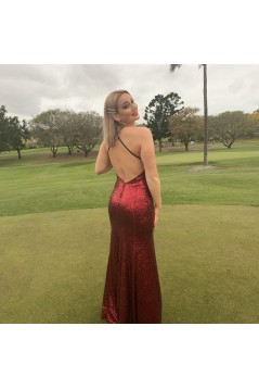 Long Burgundy Sequin Prom Dress Formal Evening Gowns 901468