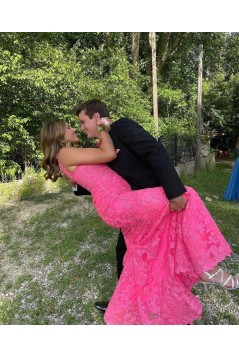 Long Pink Lace Prom Dress Formal Evening Gowns 901473