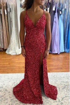 Long Spaghetti Straps Sequin Prom Dress Formal Evening Gowns 901492