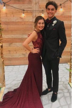 Mermaid Beaded Lace Long Prom Dress Formal Evening Gowns 901498