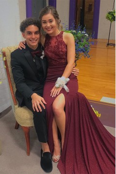 Mermaid Beaded Lace Long Prom Dress Formal Evening Gowns 901498