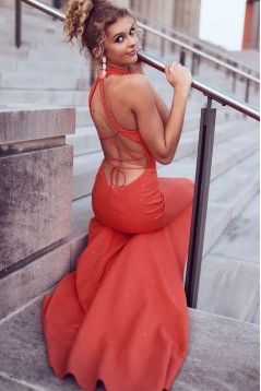 Long Yellow Beaded Prom Dress Formal Evening Gowns 901501