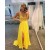 Long Yellow Chiffon Beaded Prom Dress Formal Evening Gowns 901520