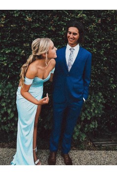 Long Blue Sheath Prom Dress Formal Evening Gowns 901524