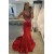 Long Red Mermaid Beaded Prom Dress Formal Evening Gowns 901526