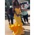 Long Yellow Mermaid Beaded Lace Prom Dress Formal Evening Gowns 901529