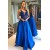 Long Royal Blue Beaded Prom Dresses Formal Evening Gowns 901535
