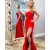 Long Red One Shoulder Mermaid Prom Dresses Formal Evening Gowns 901547