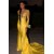 Long Yellow Mermaid Lace Prom Dresses Formal Evening Gowns 901592