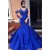 Long Royal Blue Mermaid Beaded Lace Prom Dresses Formal Evening Gowns 901594