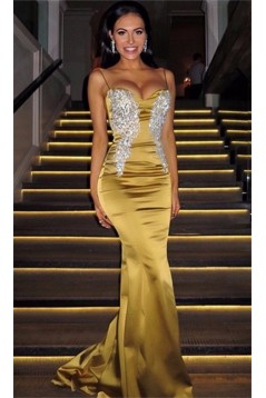 Mermaid Spaghetti Straps Lace Prom Dresses Formal Evening Gowns 901598