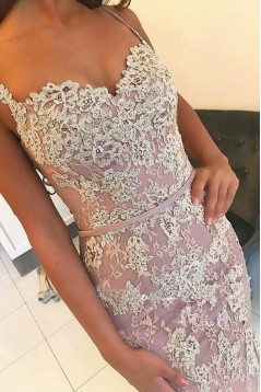 Mermaid Spaghetti Straps Long Lace Beaded Prom Dresses Formal Evening Gowns 901608