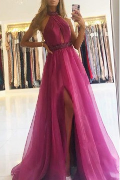 A-Line Beaded Long Prom Dresses Formal Evening Gowns 901613
