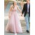A-Line Long Pink Beaded Lace Prom Dresses Formal Evening Gowns 901637
