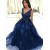 Long Navy Blue Lace and Tulle Prom Dresses Formal Evening Gowns 901669