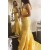 Long Yellow Mermaid Strapless Prom Dresses Formal Evening Gowns 901675