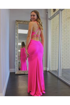Long Fuchsia Mermaid Prom Dresses Formal Evening Gowns 901706