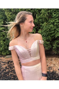 Mermaid Two Pieces Off the Shoulder Prom Dresses Formal Evening Gowns 901711