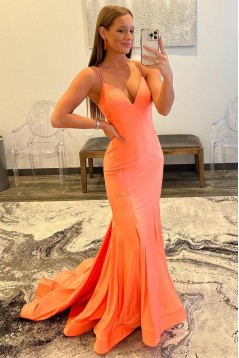 Long Mermaid V Neck Prom Dresses Formal Evening Gowns 901721