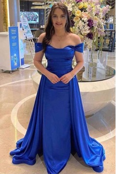 Long Royal Blue Off the Shoulder Prom Dresses Formal Evening Gowns 901733