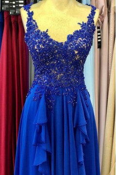 Long Red Lace and Chiffon Prom Dresses Formal Evening Gowns 901734