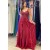 Long Red Lace and Chiffon Prom Dresses Formal Evening Gowns 901734