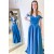 Long Blue Off the Shoulder Prom Dresses Formal Evening Gowns 901738