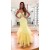 Long Yellow Mermaid Lace Prom Dresses Formal Evening Gowns 901740