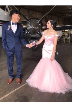 Long Pink Mermaid Prom Dresses Formal Evening Gowns 901743