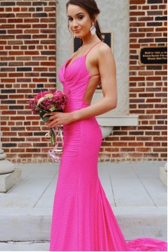 Mermaid Long Fuchsia Prom Dresses Formal Evening Gowns 901758